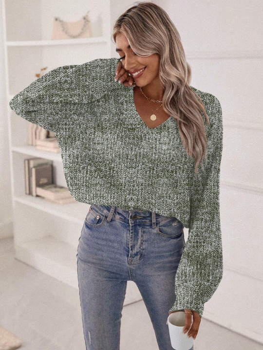 Essnce Marled Knit Drop Shoulder Sweater