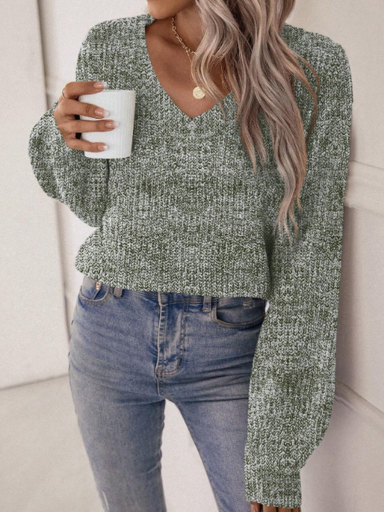 Essnce Marled Knit Drop Shoulder Sweater