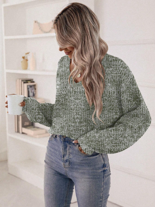 Essnce Marled Knit Drop Shoulder Sweater