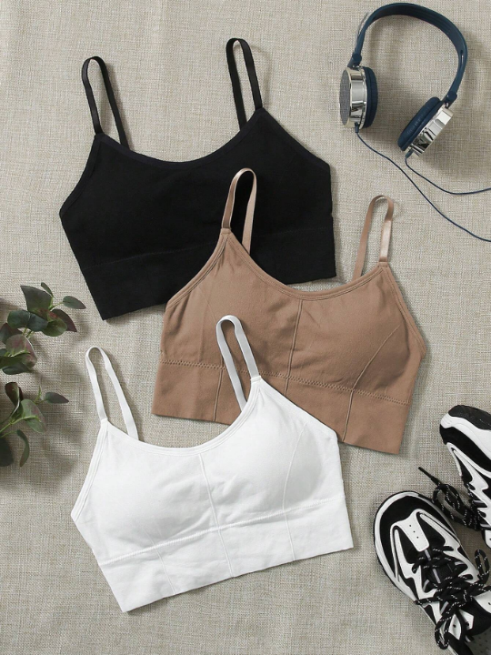 3pcs Solid Sports Bra