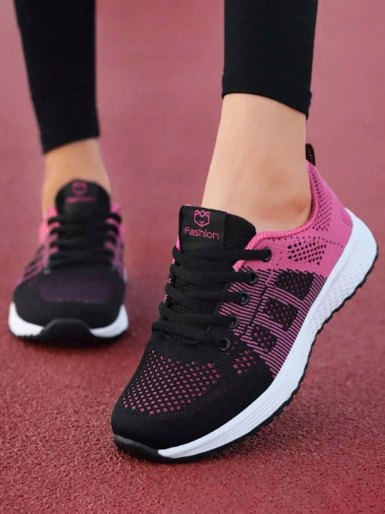 Women's Lightweight Mesh Athletic Shoes, Breathable Lace-Up Running Shoes, Casual And Fashionable Women's Footwear