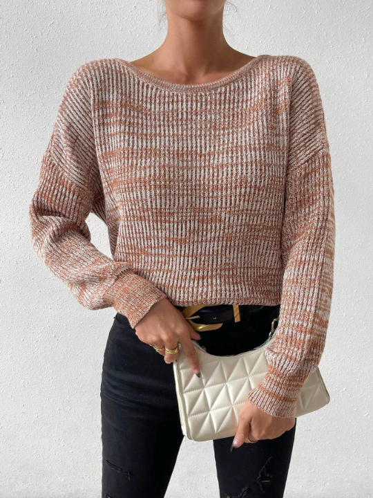 Frenchy Crossover Back Drop Shoulder Sweater