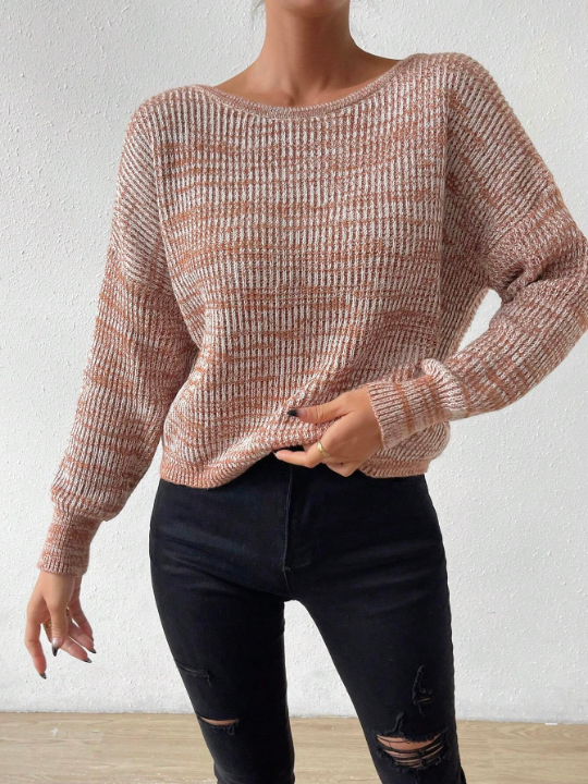Frenchy Crossover Back Drop Shoulder Sweater