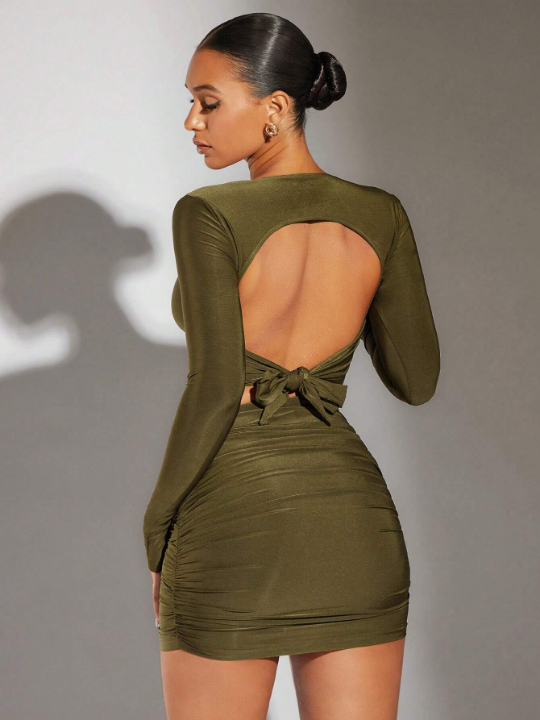 BAE Ruched Draped Front Bodycon Skirt