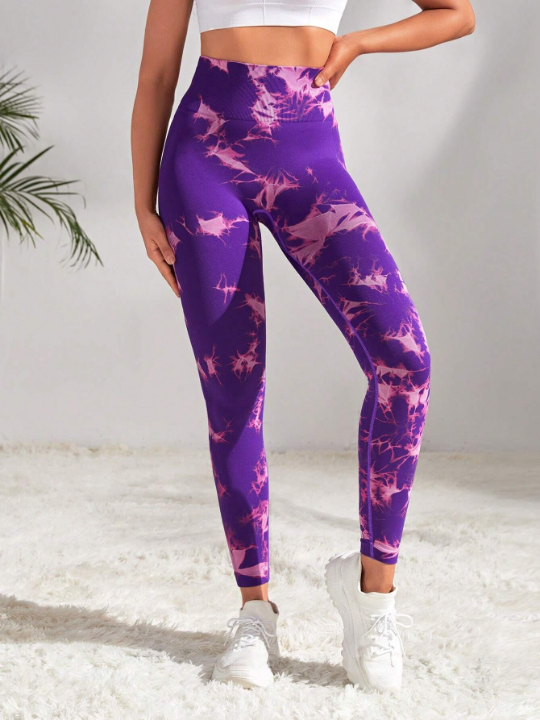 Yoga Trendy Tie Dye Tummy Control Sports Leggings