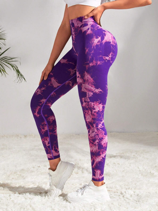 Yoga Trendy Tie Dye Tummy Control Sports Leggings