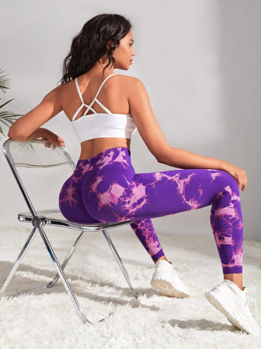 Yoga Trendy Tie Dye Tummy Control Sports Leggings