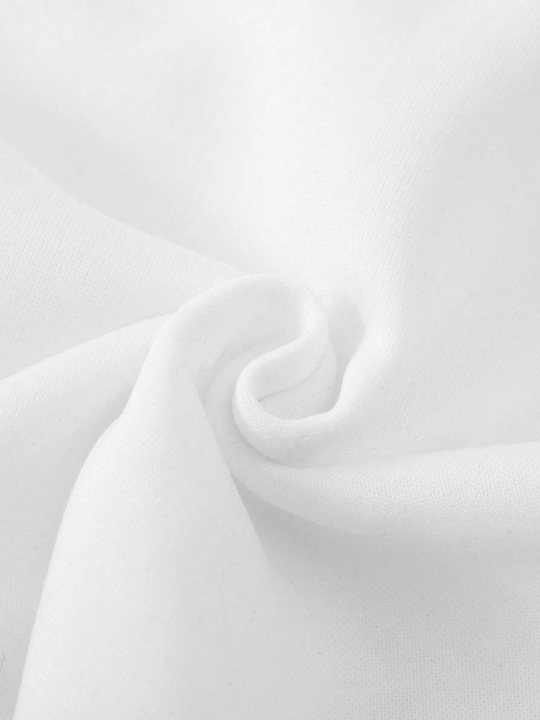 Men Bear Print Kangaroo Pocket Drawstring Thermal Hoodie