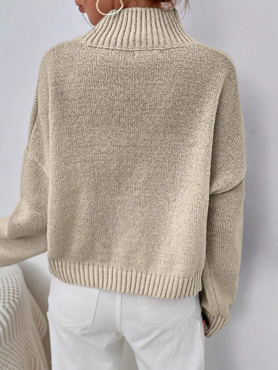 Drop Shoulder Solid Sweater