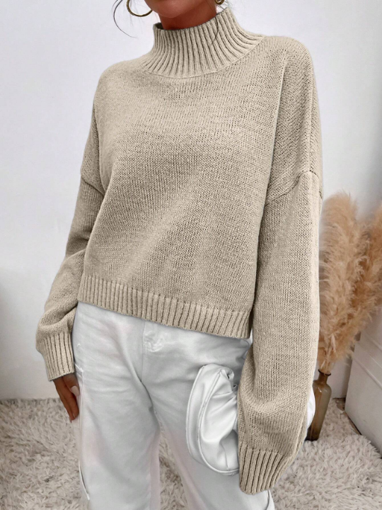 Drop Shoulder Solid Sweater