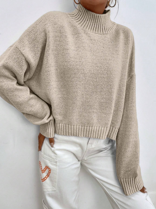 Drop Shoulder Solid Sweater