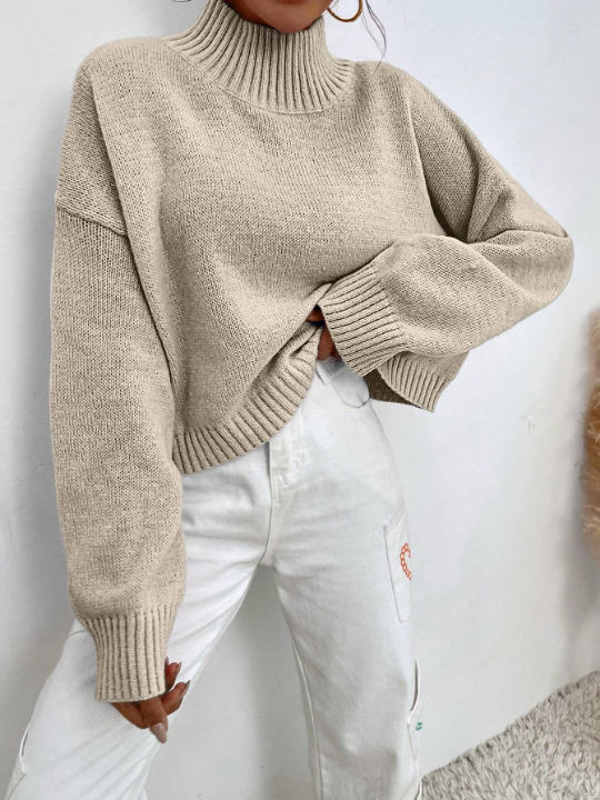 Drop Shoulder Solid Sweater