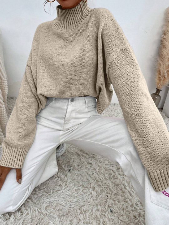 Drop Shoulder Solid Sweater