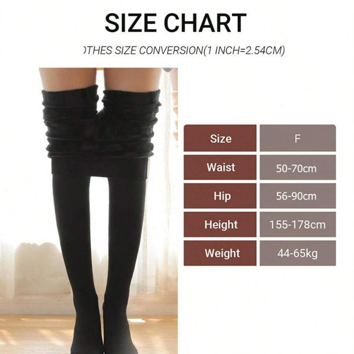 200g Women's Elastic Fine Wool Tights For Autumn And Winter, Soft And Warm, High-waisted And Slim Fit, Monochrome Nylon, Thickened And With Fleece, Footed