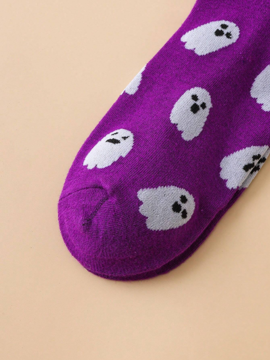 1 Pair Women's Funny Ghost Mid-calf Socks