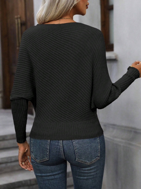 Priv Solid Batwing Sleeve Sweater