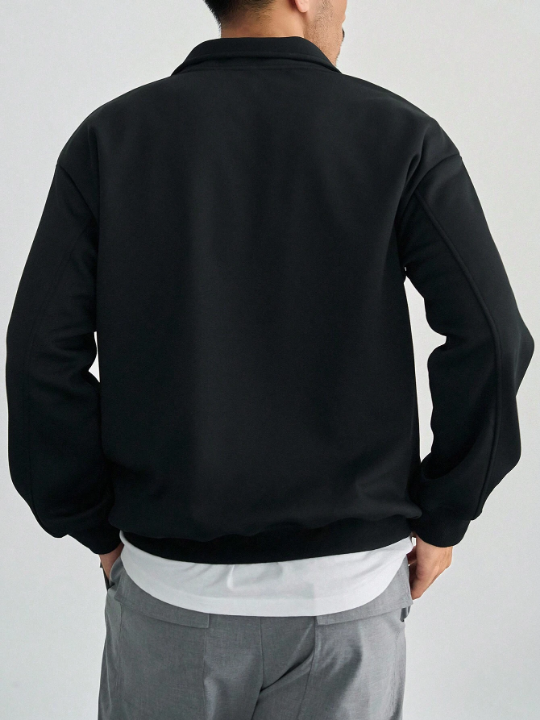 DAZY Men Quarter Zipper Drop Shoulder Sweatshirt