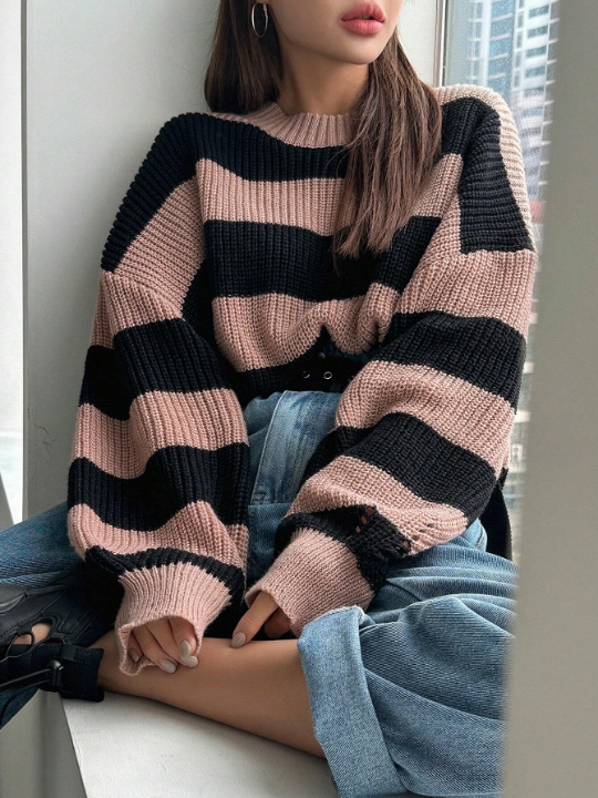 DAZY Color Block Drop Shoulder Sweater