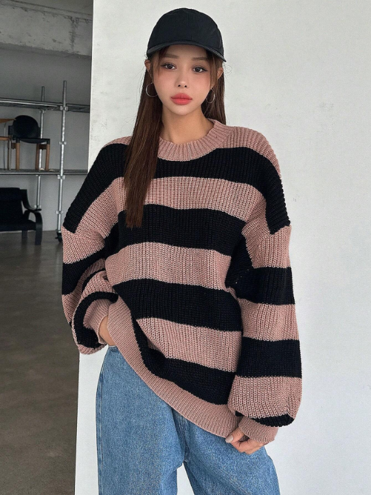 DAZY Color Block Drop Shoulder Sweater