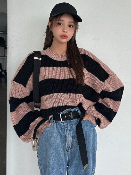 DAZY Color Block Drop Shoulder Sweater