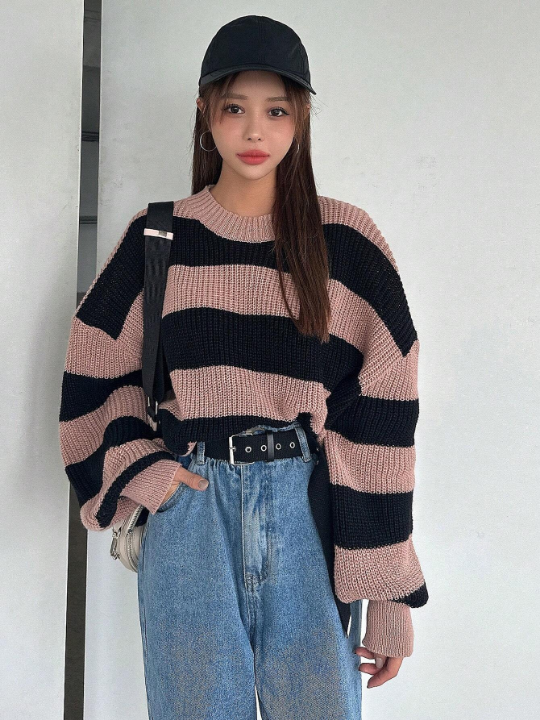 DAZY Color Block Drop Shoulder Sweater