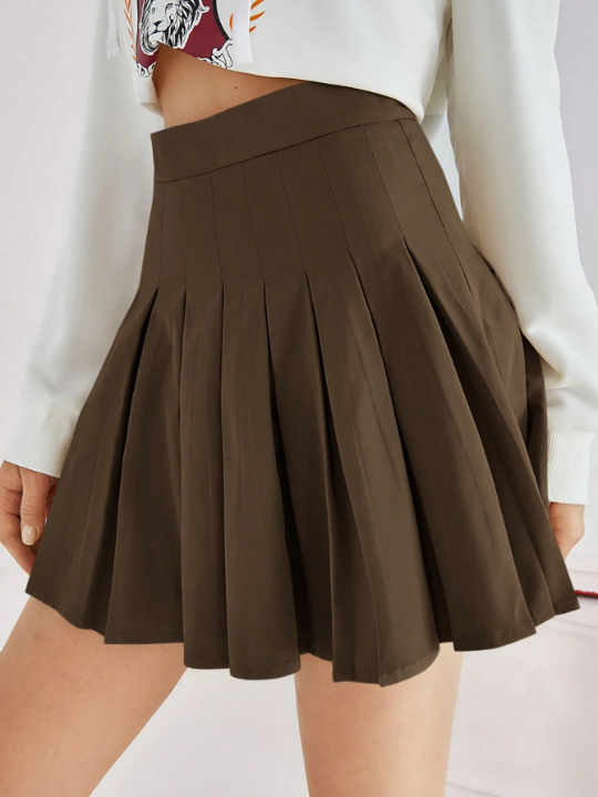 EZwear Zip Side Pleated Skirt