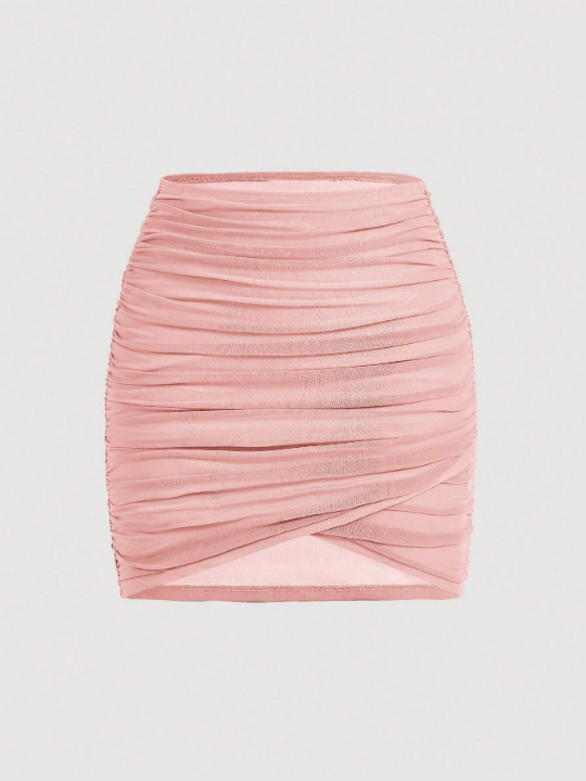 MOD Solid Ruched Bodycon Skirt