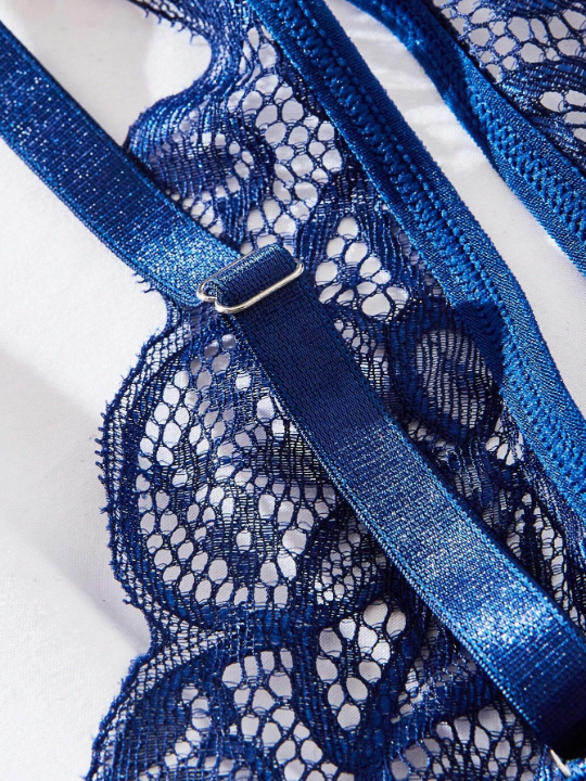 Floral Lace Scallop Trim Lingerie Set