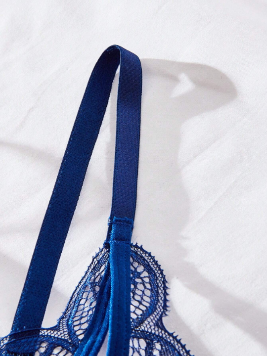 Floral Lace Scallop Trim Lingerie Set