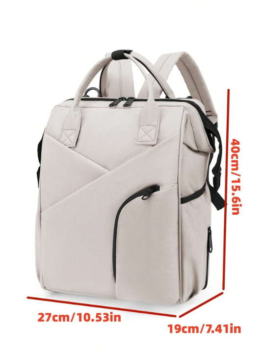 1 piece of autumn and winter new solid color simple atmosphere, large capacity waterproof backpack, handbag mommy bag