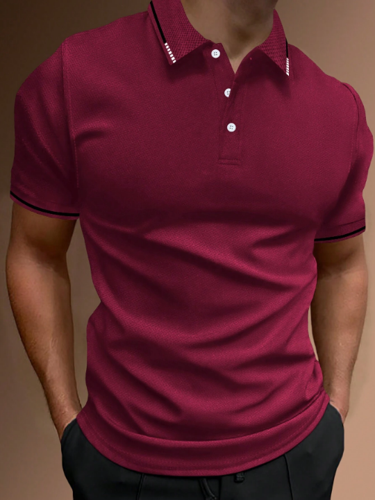 Manfinity Homme Men Contrast Piping Polo Shirt