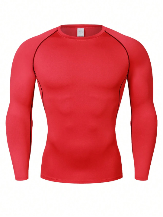 Men's Pro Quick Dry Compression Athletic Long Sleeve Shirt, Running & Fitness Training T-Shirt Gym Clothes Men Basic T Shirt