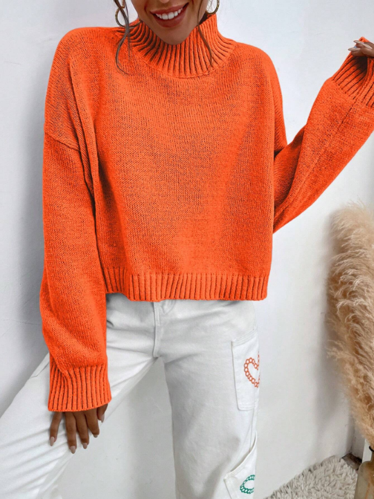 Mock Neck Drop Shoulder Sweater