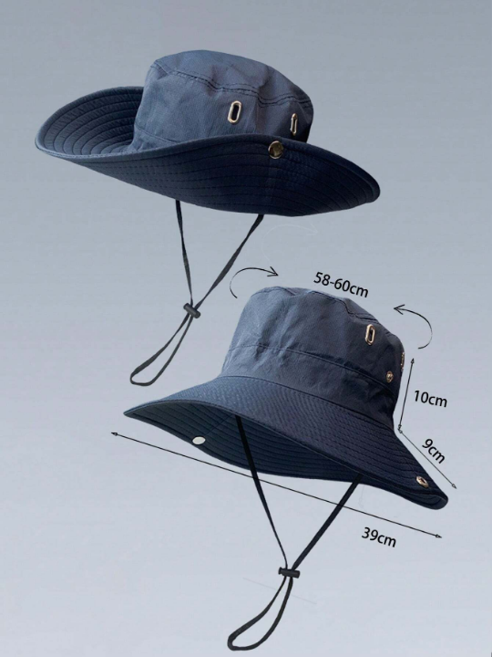 1pc Sunproof Windproof Blue Fisherman's Hat