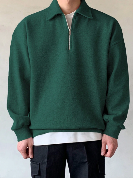 DAZY Men Quarter Zipper Drop Shoulder Pullover Without Tee