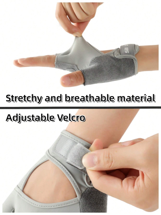 1pair Men's Solid Color Half Finger Breathable Fitness Gloves, Thin Equipment Training Protective Hand, Anti-skid & Pedal Workout Gloves, Suitable For Yoga, Spinning & Riding Sports, Black