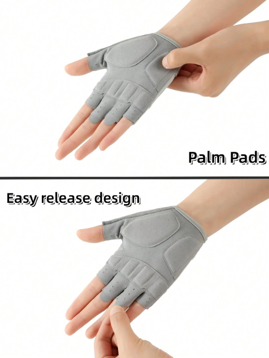 1pair Men's Breathable Half Finger Fitness Gloves, Protect Palms From Calluses And Anti-slip For Sports Like Yoga, Spinning, Weight Lifting, Etc. Color: Grey