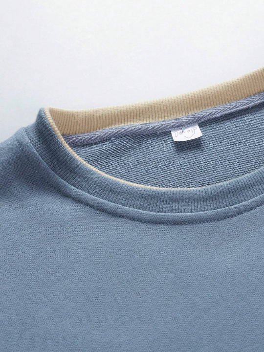 Men Letter Patched Drop Shoulder 2 In 1 Sweatshirt