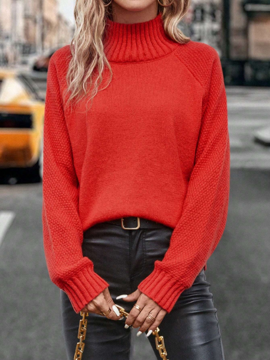 LUNE High Neck Raglan Sleeve Sweater