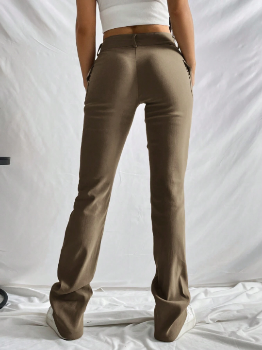 EZwear Flap Pocket Side Boot-cut Leg Pants