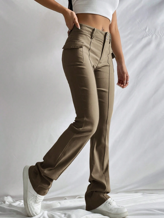 EZwear Flap Pocket Side Boot-cut Leg Pants