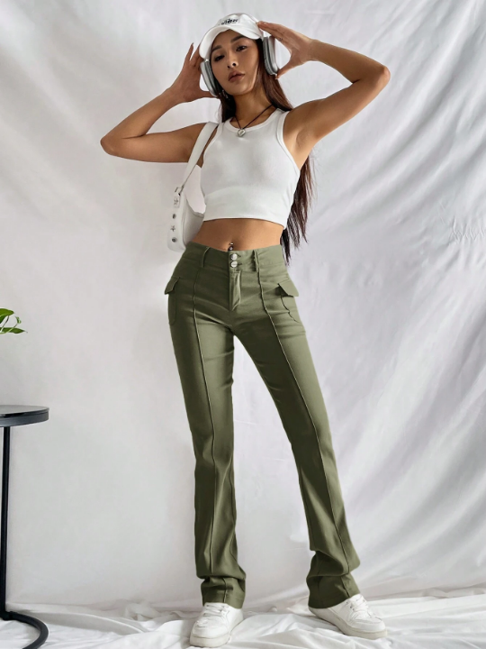 EZwear Solid Flare Leg Pants