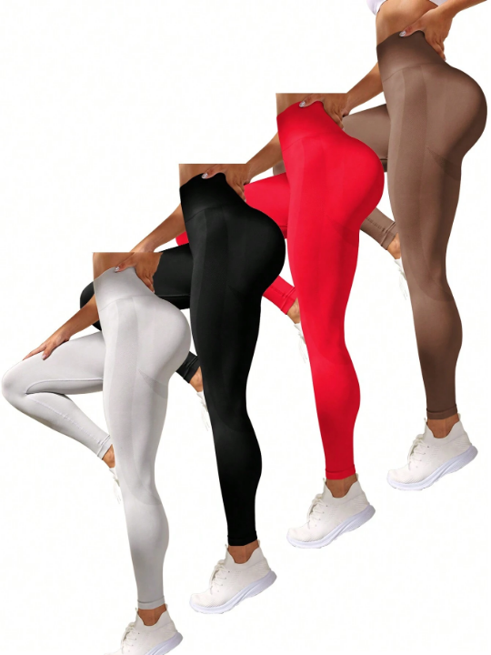 4pcs Wide Waistband Sports Leggings