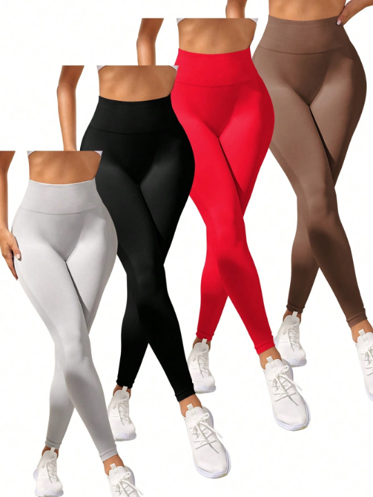 4pcs Wide Waistband Sports Leggings