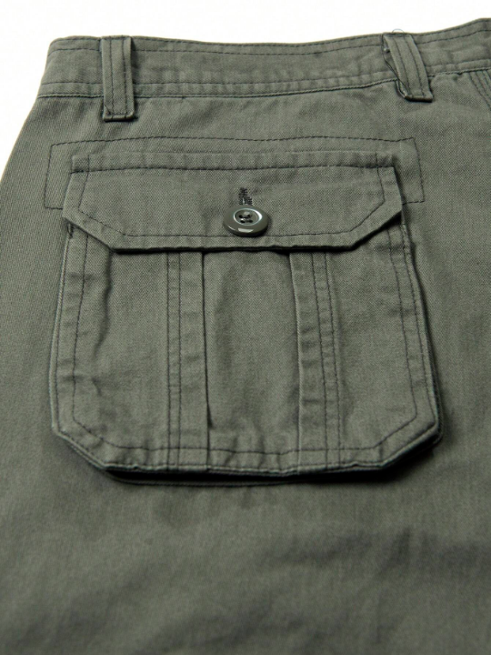 Men Flap Pocket Cargo Pants Without Belt