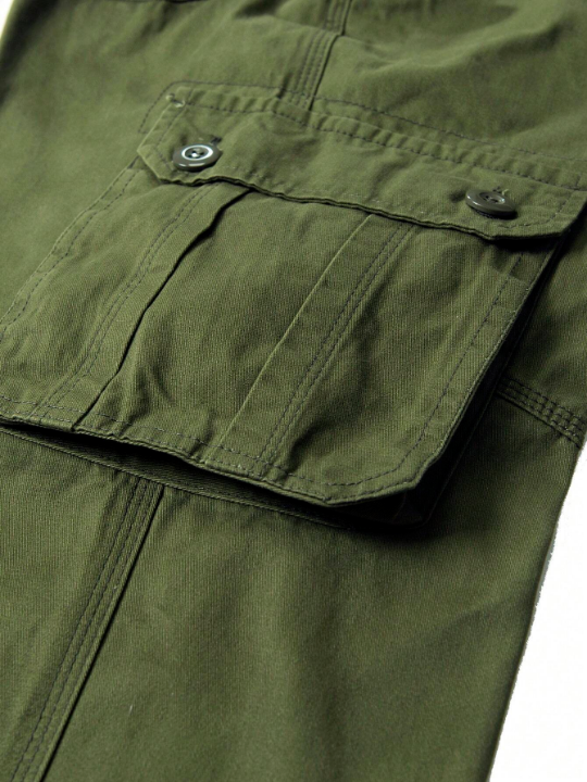 Men Flap Pocket Side Cargo Pants Without Belt