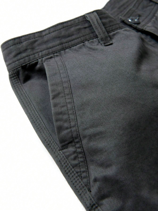 Men Flap Pocket Cargo Pants Without Belt