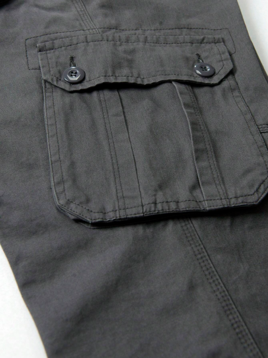 Men Flap Pocket Cargo Pants Without Belt