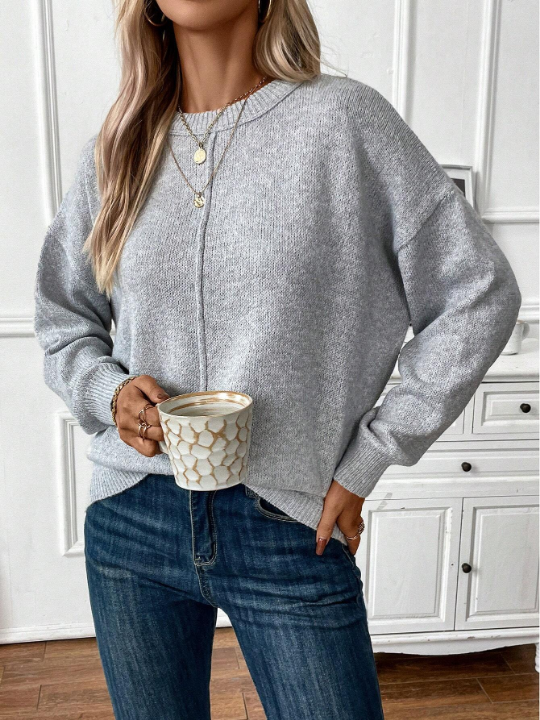 Frenchy Seam Detail Drop Shoulder Sweater