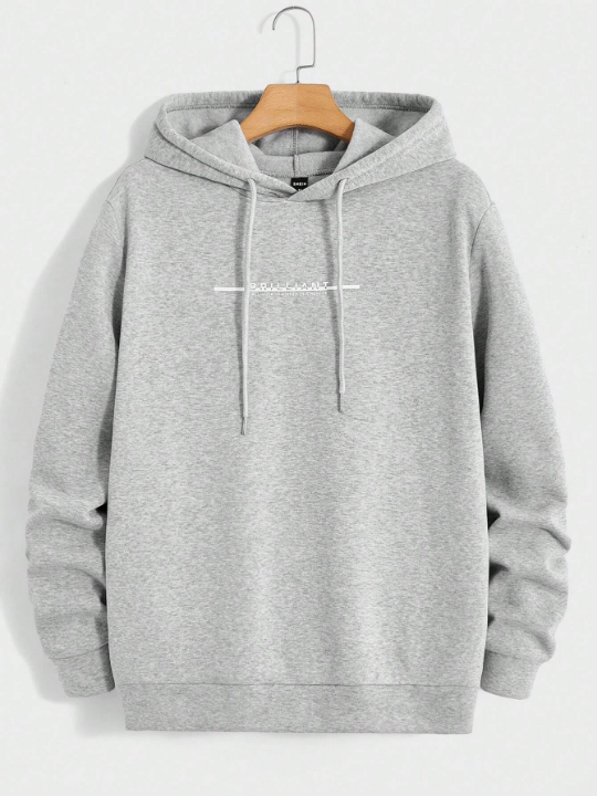 Manfinity Hypemode Men Letter Graphic Drawstring Hoodie